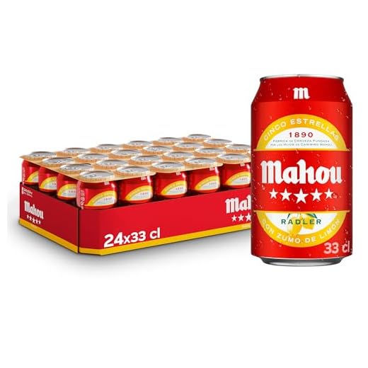 Mahou 5 Estrellas Cerveza Radler con Limón, Pack de 24 latas x 33cl, 3,2% Volumen de Alcohol