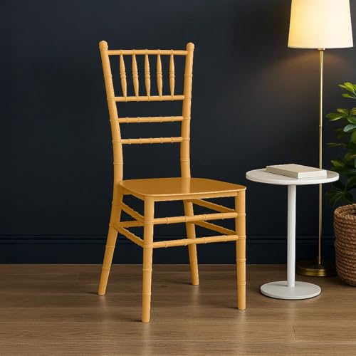 Image of Nilkamal Bliss Plastic Chair | Set of 2 | Royal Look with Balanced Posture Support | for Living Room, Dining Room, Garden, Cafes, Balconies, Weddings & Events | Shimmer Gold