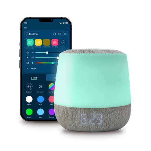 Image of Babysense Dreamer Baby Sound & Light Machine, Adjustable RGB Night Light, Clock and Temperature Display, Sleep Trainer, Program Schedule, White, Pink & Brown Noise Soother, Lullabies & Sounds
