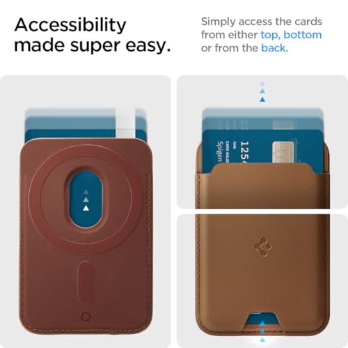 Image of Spigen Valentinus (MagFit) Magnetic Wallet Card Holder - MagSafe Compatible with iPhone 14, 13, 12 - Brown