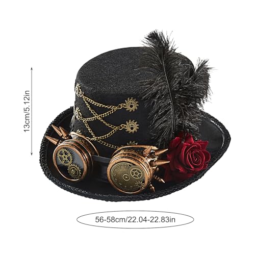 Chapeau steampunk unisexe avec lunettes amovibles style gothique vintage - 2