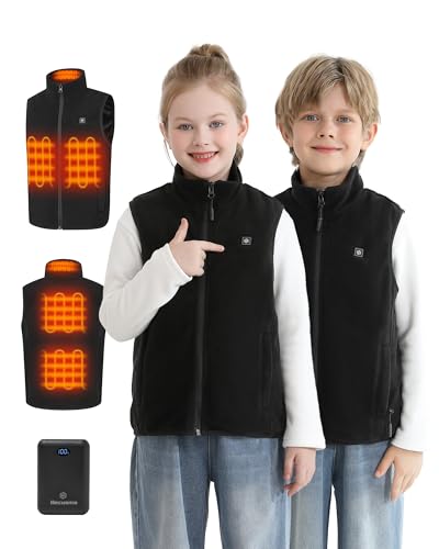 Image of Kids Heated Vest with 7.4V 12000mAh Battery Pack, Youth Heated Vest Kids Fleece with 5 Heating Zones for Boys Girls