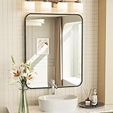 OBESTIK 16x20 Black Rectangle Bathroom Mirrors for Over Sink, Bathroom Vanity Mirror for Wall, Black Metal Frame Rectangular Mirror for Restroom Powder Room Toilet, Shatterproof, Tempered Glass