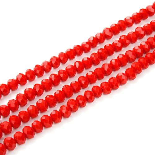 Image of 350pcs Czech Faceted Rondelle Crystal Glass Beads 8mm Bulk Coral red