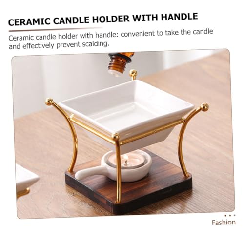 Chauffe-cire en céramique diffuseur de parfum avec poignée en bois