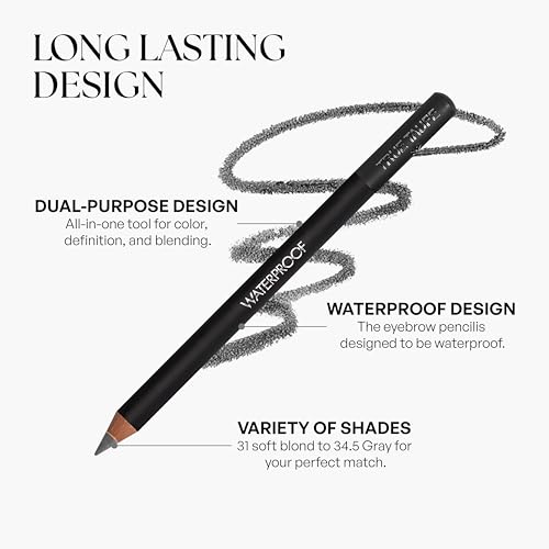 SORMÉ Sorme Natural Definitive Waterproof Eyebrow Pencil 0.04 oz | Smudgeproof Soft Gray Eye Brow Pencil | Dual Purpose Brow Pencil and Brush Combo | High Definition Waterproof Eyebrow Makeup