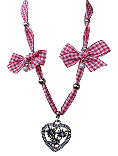 OS02 Exclusives Dirndl Accessoire, Halskette passend zum Dirndloutfit, Farbe Rot
