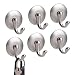 mDesign Magnetic Key Rack Organizer Hooks for Home & Kitchen - Pack of 6, Brushed Stainless Steel/Chrome
