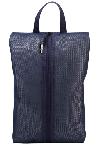 [Fluckey] smilefoot [さらに大きいサイズ] シューズバッグ 防水防臭 防汚防塵 半透明 シューズケース スポーツ 超軽量 靴入れ袋 男女兼用 アウトドア 出張 旅行 ゴルフ (拡大版-紺色)