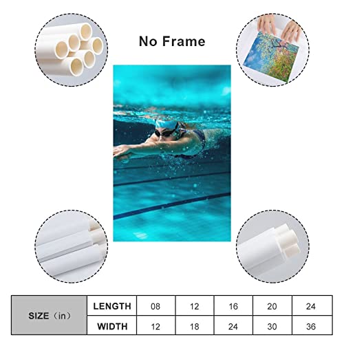 Inspirational Swimming Sport Poster Canvas Wall Art Prints For Wall Decor Room Decor Bedroom Decor Gifts 16X24Inch(40X60Cm) Unframe-Style #TOP1