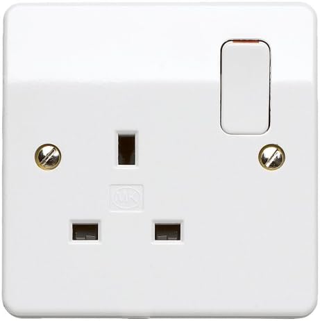 MK Logic Plus Single Socket (K2757 WHI DP) 13A 1 Gang, in white, with inherent antimicrobial properties.