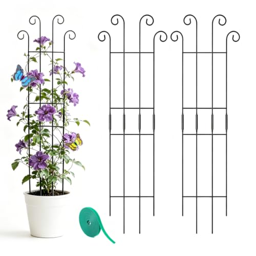 32.6inch Plant Trellis for Climbing Plants Indoors Outdoor, Garden Trellis for Potted Plants, Rust-Proof Metal Sturdy Climbing Stakes Support for Ivy Vine Photos Hoya Monstera, Easy Install (2pcs)