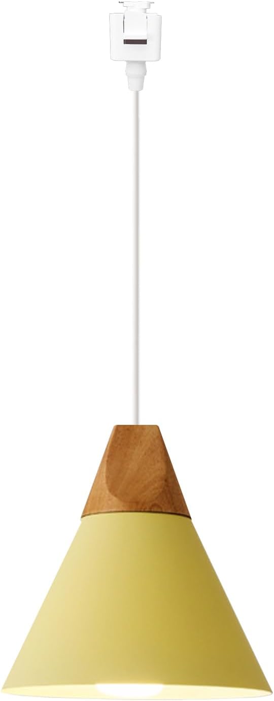 Kiven J-Type Track Lighting Pendants, 1-Light Modern J Track Light Pedant with Iron Lampshade for Kitchen Island Cafe Restaurant,White Finish