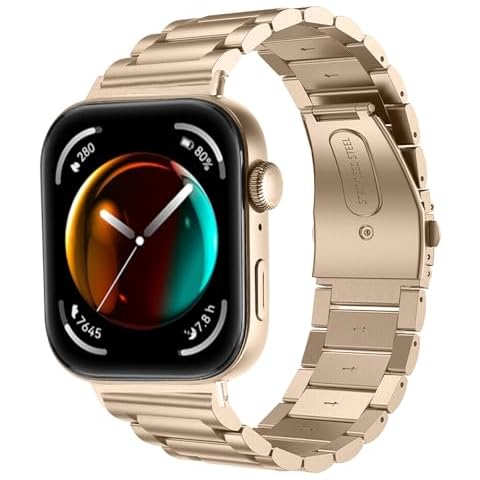 AsohsEN Metal bands Compatible with Huawei Watch Fit 3 Band, Adjustable Elegant Casual Sporty Replacement Wrist Band for Huawei Watch Fit 3 Strap women men (Vintage Gold) Cover