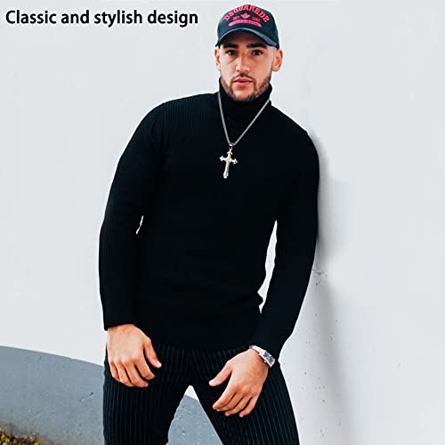 Cross Neckalces for Men, Gold/Silver/Black Cross Necklace Box Chain Pendant Necklace, Gift for Dad Grandpa Husband - 24 inch2