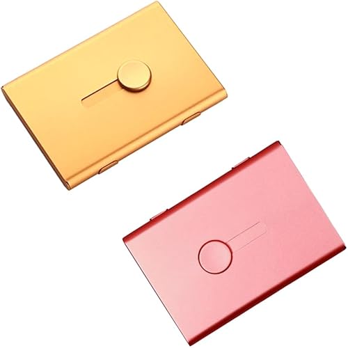 Miniatura 14 de SEIWEI Funda de metal para tarjetas de presentación, deslizante, para pulgar, ajuste abierto, 18 tarjetas de identificación de crédito, diseño