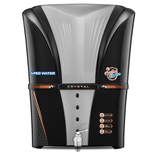 Image of Apec Water Alkaline RO Water Purifier with Bio Copper and Alkaline Filter Technology Purification, UV, UF and TDS Controller | 12Litre | Fully Automatic Function and Best For Home and Office Black 12L