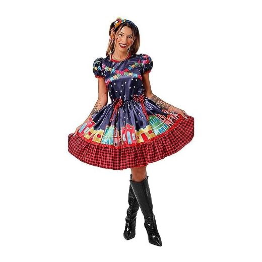 Vestido Festa Junina Feminino pra Quadrilha Chique Xadrez - G 44-46