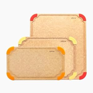 Premium Series 3-in-1 Kitchen Cutting Board Set, Non Slip Feet, Color Coded with Food Icon, Natural Wood Fiber, Dishwasher Safe, Eco-Friendly, Juice Grooves,Non Porous, BPA Free, Made in USA