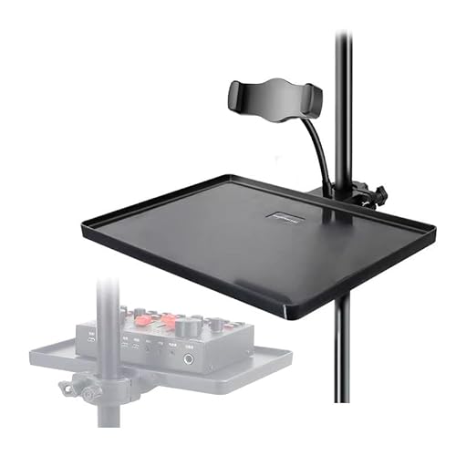 Coret - Coret Universal Microphone Holder Plastic Tray for Mic Stand, with Phone Holder, Adjustable Mic Karaoke Clamp Plate, Clamp on shelf Tray for Round tube,for Stage, Live Streaming Recording - -8%