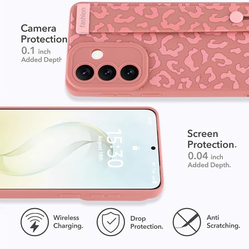 Image of Compatible with Samsung Galaxy S26 Plus Case with Strap Wrist Pink