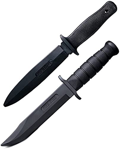 Cold Steel Rubber Training Practice Knife Knives 2 Set - 1 Rubber Peace Keeper Trainer and 1 Leatherneck-SF Trainer, Black