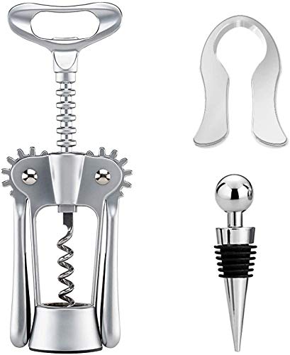 Byuee Wing Corkscrew Red Wine And Beer Bottle Opener With Wine Foil Cutter And Wine Stopper - Silver #TOP14