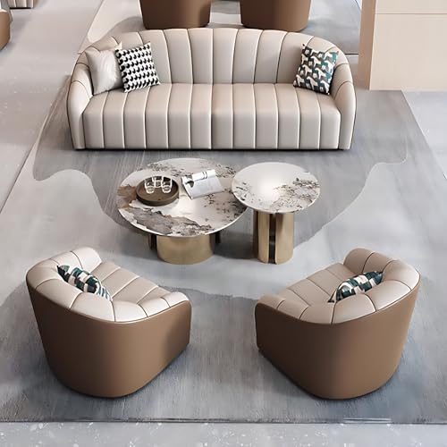 LyckTre Luxury Curved Sofa Sectional Couch Set – Modern Leather