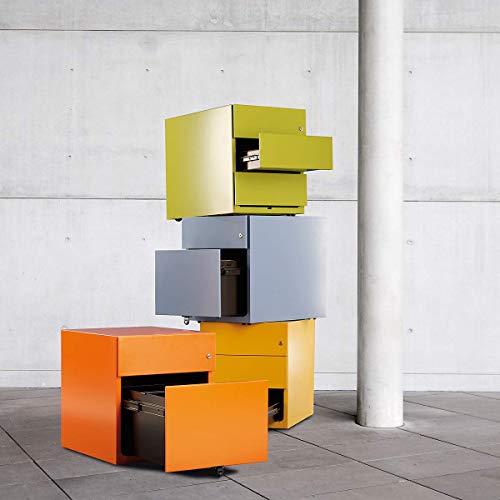 BISLEY Rollcontainer Note mit Griffleiste, 3 Universalschubladen, Metall, 604 Grün, 56.5 x 42 x 49.5 cm