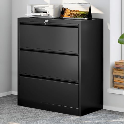 DWVO Lockable Metal Lateral File Cabinet 3 Drawers
