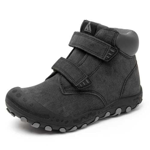 Mishansha Unisex-Child Outdoor Ankle Hiking Boots Boys Girls Trekking Walking Shoes with Hook and Loop