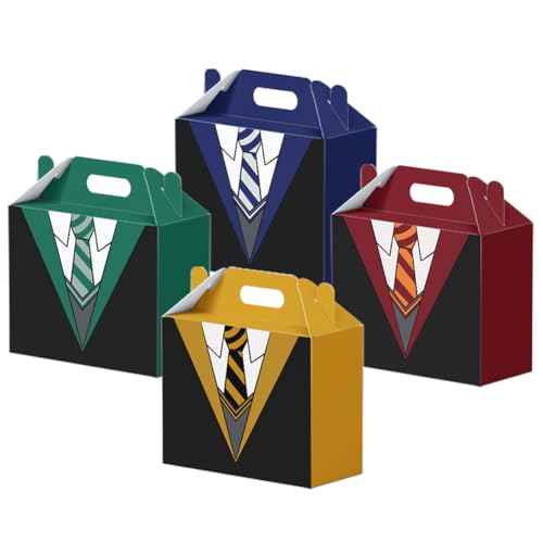 24 Pcs College Goodie Gift Treat Boxes Double-Sided Necktie Print Party Favor Boxes for Snacks Candies Small Gifts College Themed Birthday Party Supplies