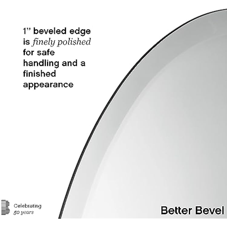 Better Bevel Frameless Oval Mirror, 20 x 27 Bathroom Wall Mirror w/Beveled Edge