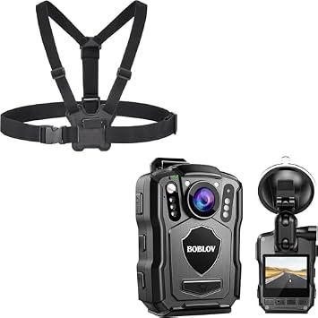 BOBLOV Dual Shoulder Mount, Body Worn Camera Vest Mount, for All Brand, Wearable Body Camera Mount and M5 2K 256G Police Body Camera, GPS Enabled &1440P Body Mounted Cam, Body Cam