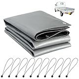 NARISHIBA 軽トラック 荷台シート トラックシート ゴムバンド付き 厚手 ＃4000 UV加工 防水 PE材質屋外 室外 軽トラック 荷台カバー （シルバー 約1.9m×2.1m 軽トラック用)