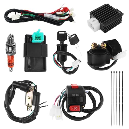 Image of PRO BAT 110cc ATV Full Wiring Harness Assembly Kit | for 50cc 70cc 90cc 110cc 125cc Chinese Mini Kids ATV Quad 4 Stroke Wheeler w / Solenoid Relay Ignition Voltage Regulator CDI