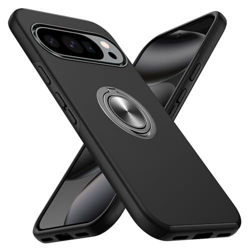 Doeshine Hülle für Google Pixel 10/10 Pro, Militärschutz Stoßfest Pixel 10 Pro Hülle mit 360° Magnetischer Drehbarer Ständer Kickstand Schutzhülle Handyhülle für Google 10 Pro, Schwarz