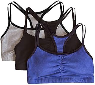Fruit of the Loom Women's Cotton Pullover Sport Bra, Grey Navy Heather Black-3
