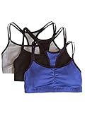Fruit of the Loom Women's Spaghetti Strap Cotton Pullover Sports Bra, Grey Heather/Navy Heather/Black, 34