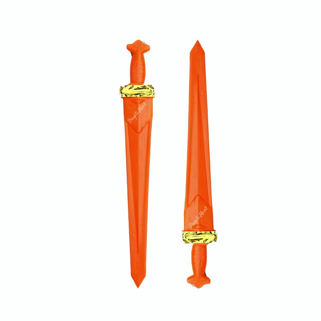 Prapti Mart Plastic Sword/Talwar for Kids | Action Weapon Role Play | Action Figure | Dushehra Ramleela Weapon | Colour Orange | H - 52 CM | Combo - 2 Pcs | Age - 2+