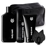 Black Wolf Acne Fighting System - Charcoal Powder Body Wash, Exfoliating Body Scrub, Body Acne Spray