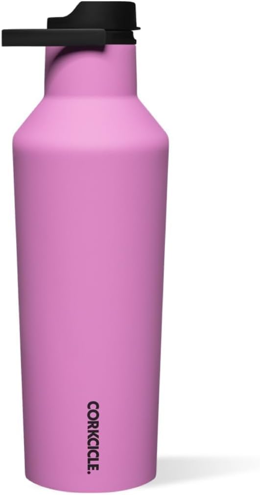 Corkcicle Sport Canteen - Keeps Drinks Cold 25 Hours - Stainless Steel Water Bottle - Triple-Insulated - Spill-Proof - Summer Drinkware Gift - Keeps Drinks Ice Cold - 32 oz - Fuchsia