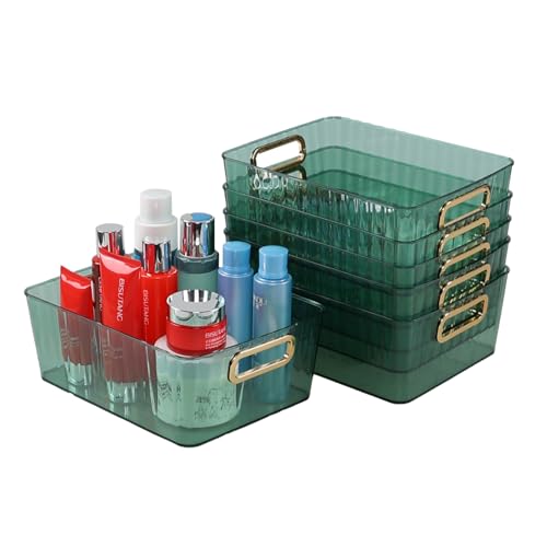 Oymlclivisa 6 Pack Plastic Clear Storage Basket Bins, Cosmetic Storage Bin, Green, 26 cm x 19 cm x 9.5 cm - Image 2