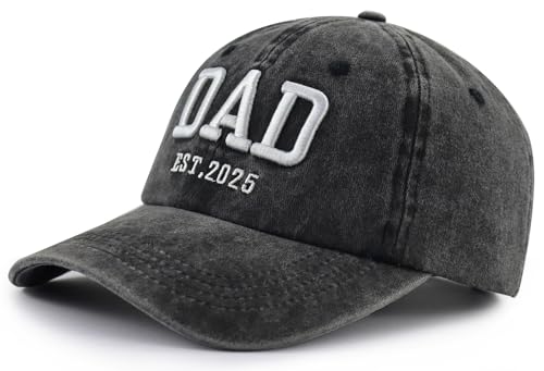 Image of 2PCS Mom and Dad EST 2025 Hat for Women Men, Funny Adjustable Cotton Embroidered New Parents Gifts Baseball Cap