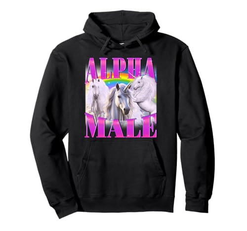 Alpha Licorne Masculine Sarcastique ironique Y2K Humour Bizarre drôle Sweat à Capuche