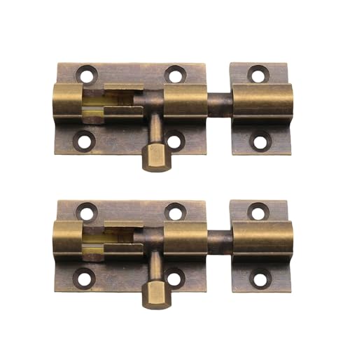 TAODAN 2PCS Barrel Bolt Locks Antique Window Brass Latches 1.5 Inch Heavy Duty Hardware Suitable for Shed Kitchen Cabinet Box Fences