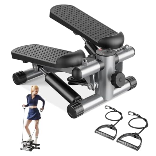 Sweetcrispy Mini Stair Steppers with Resistance Bands for Exercise at Home, Portable Exercise Twist Stepper Machine for Full Body Workout, 300LBS Capacity