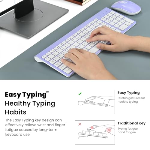 Image of cimetech Wireless Keyboard and Mouse Combo - Purple White