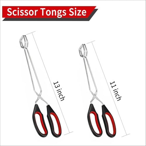 2-Pcs Stainless Steel Scissor Tongs, 9.25-Inch and 11-Inch set Kitchen cooking grilling tongs - Image 3