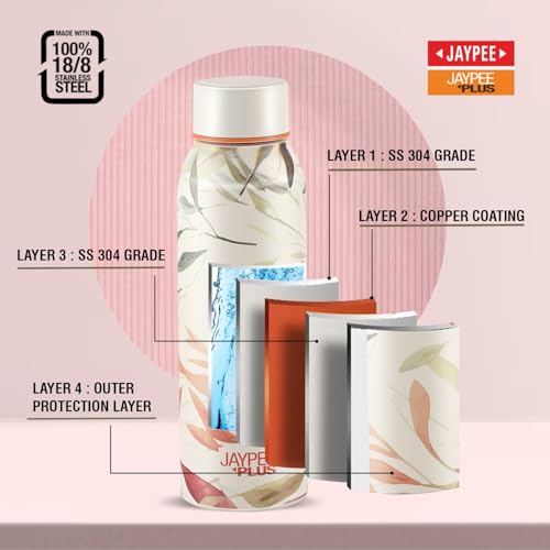 Image of Jaypee Plus Punch Prime Stainless Steel Printed Vacuum Insulated Water Bottle 620 ml | ISI Certified Rustproof & Leakproof Flask with 24Hrs Hot & Cold Ideal for School Kids, Office & Travel - (White)